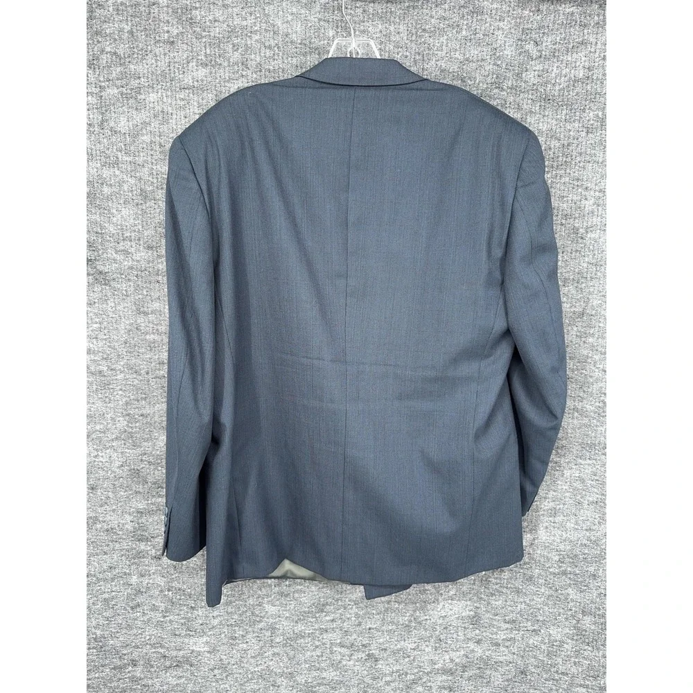 Vintage Christian Dior Suit Jacket Mens 46R Blue Wool Check Double Breasted